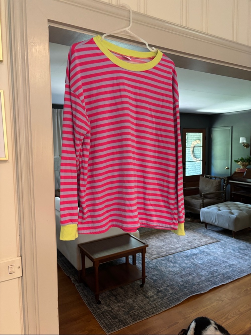 Disney Pink & purple Striped Long Sleeve Top with Yellow Trim